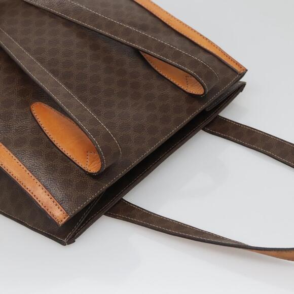 CELINE Macadam Canvas Tote Bag Pvc Leather Brown Gold - Picture 6 of 12